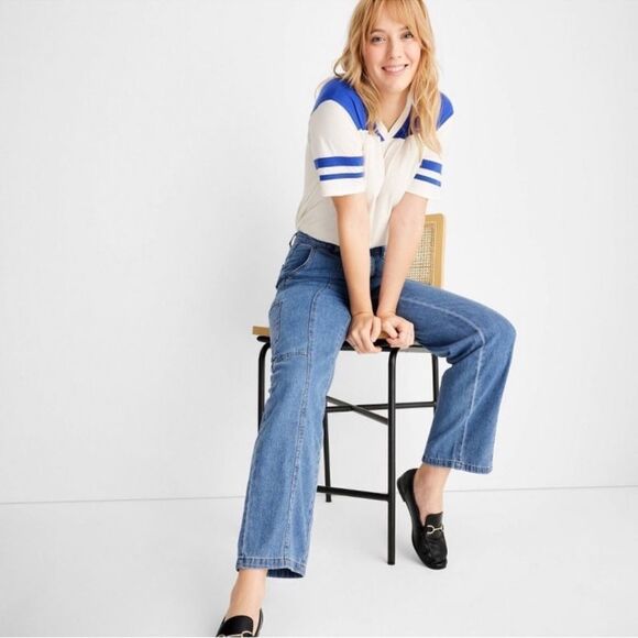 Cargo Patchwork Straight Pant - with Reese Blutstein Blue Denim 8 - Picture 1 of 6